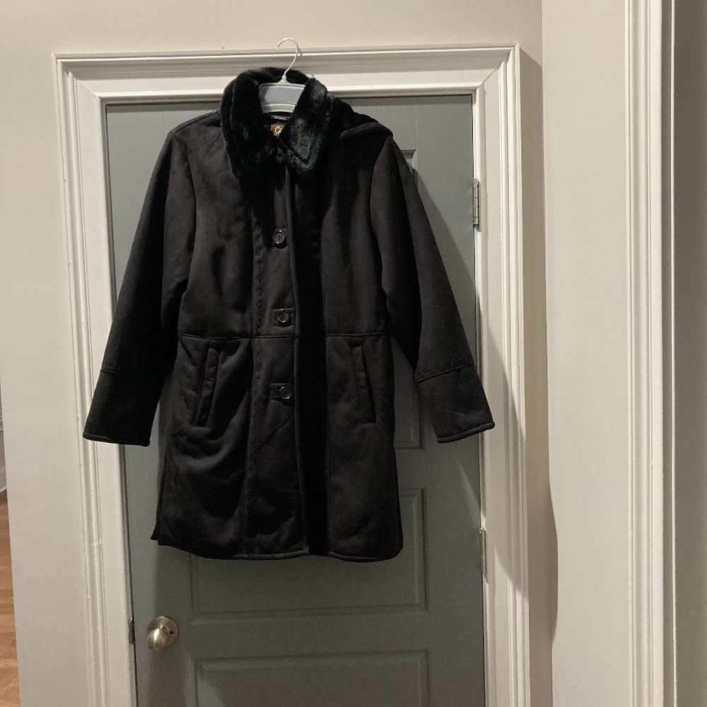 Big Chill Women Large Black Suede Winter Coat (NWOT)